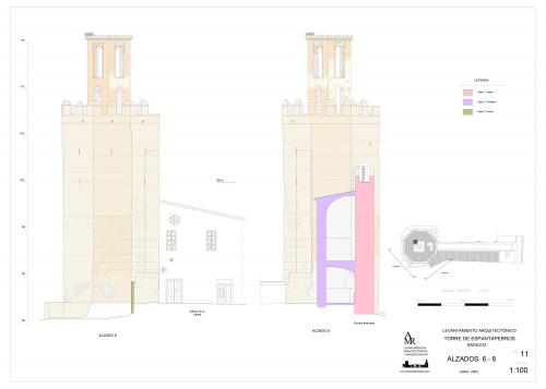 Alzados 6 y 8 de la torre de Espantaperros