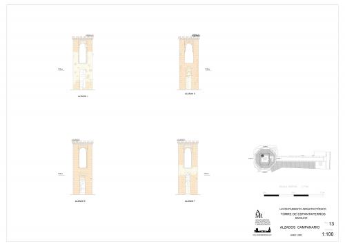 Alzados del cuerpo alto de la torre de Espantaperros