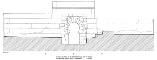 Alzado interior de la Puerta del Agua y lienzos adyacentes
