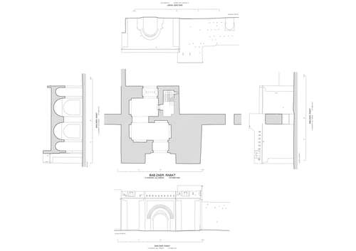 Planta, sección y alzados de Bab Zaer