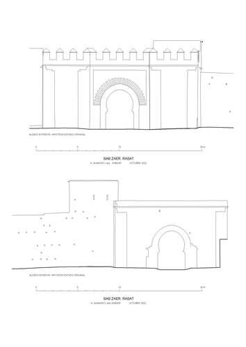 Alzados hipotéticos de la forma original de la Bab Zaer de Rabat