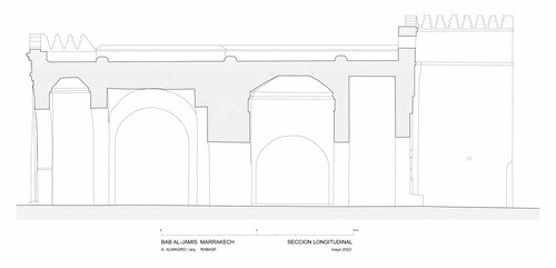 Sección longitudinal de la Bāb al-Jamīs