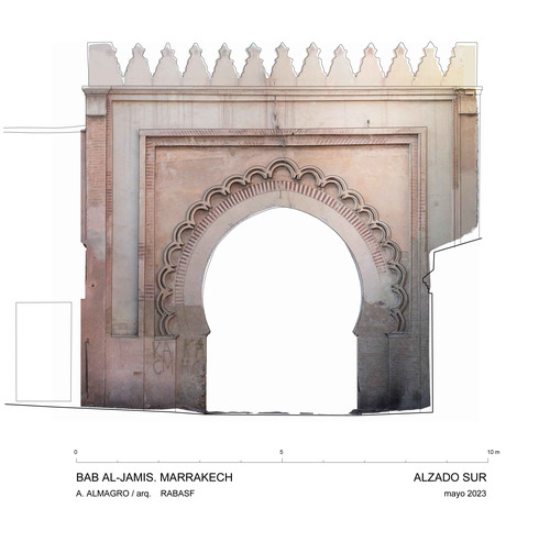 Puerta interior de la Bāb al-Jamīs con ortoimagen