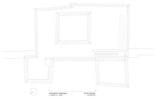 Planta de terraza de la Bāb Dukkāla  de Marrakech con ortoimagen