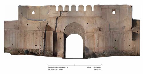Alzado interior con ortimagen de la Bab al-Raha de Marrakech