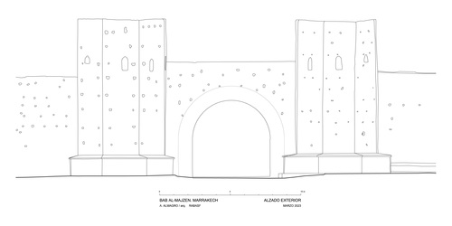 Alzado exterior de la Bab al-Majzen de Marrakech