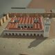 Reconstrucción virtual de la mezquita almohade de la Qasba de Marrakech vista desde el norte